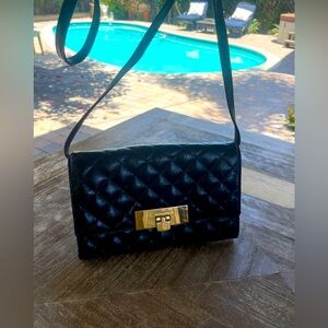 Michael Kors Leather Susannah Lock Clutch Shoulder Bag